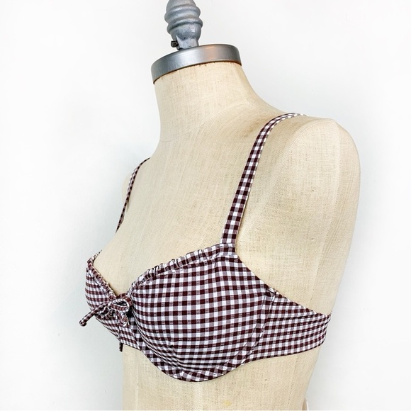 Onia Brown Gingham Marilyn Bikini Top size S NWT - Picture 4 of 12